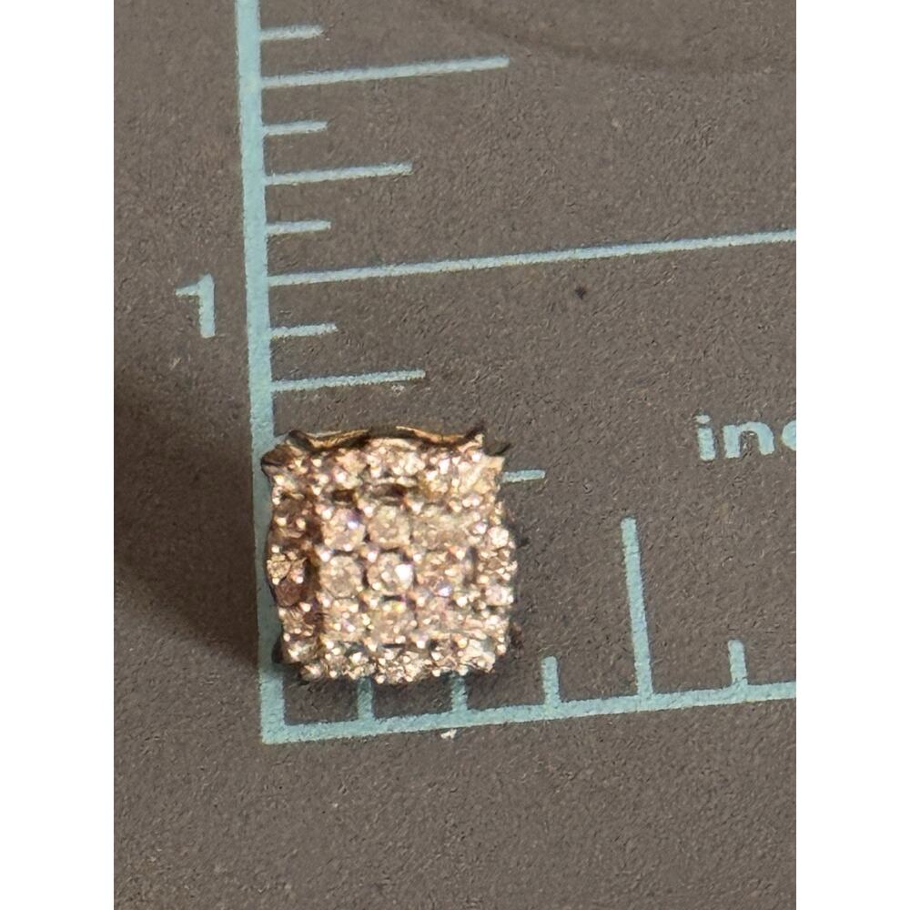 Vintage Sterling Silver 925 Pavé Diamond Square Stud Earrings Total 42 Diamonds - Picture 8 of 9